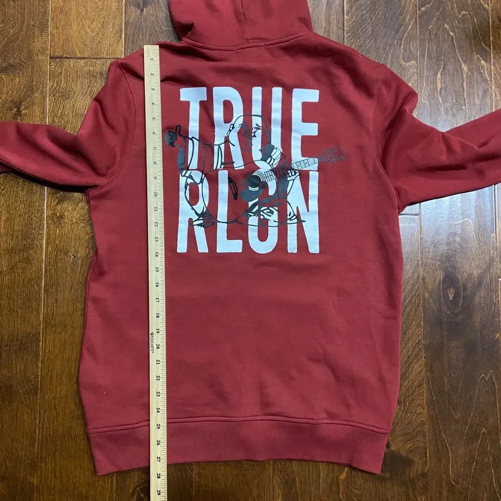 True Religion Basic Fit Full Zip Burgundy Buddha Hoodie Men's Size Medium